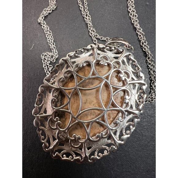 NEW picture jasper pendant in stainless steel with chain - Picture 3 of 8